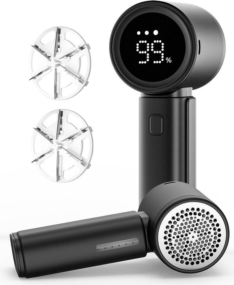 ASNUG Fabric Shaver, Electric Lint Remover, Sweater Shavers to Remove Pilling with 3 Speeds, 6 Leaf Blade, LED Display & Type-C Rechargeable, Removes Fuzz, Pills for Clothes, Couch, Furniture - Image 1